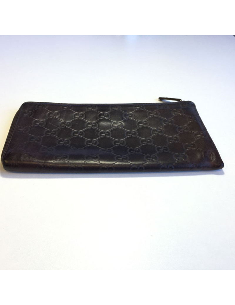 Pochette GUCCI monogram en cuir marron