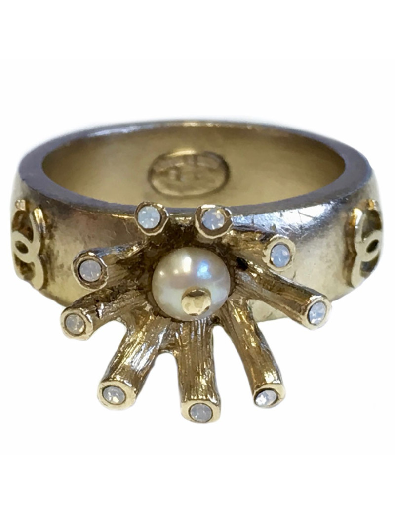 xxx Bague CHANEL en métal doré or pâle taille 51