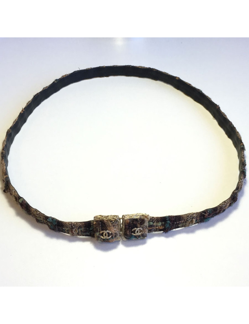 Ceinture "Paris-Edimbourg" CHANEL en tissu écossais marron
