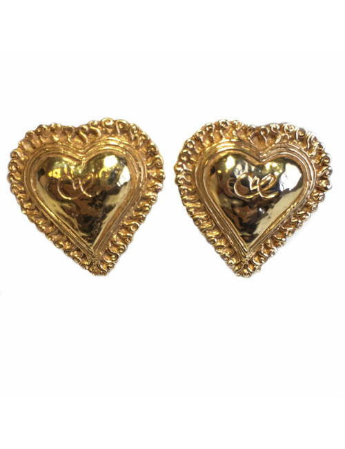 Boucles d'oreille CHRISTIAN LACROIX coeur en métal doré