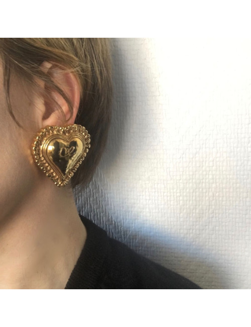 Boucles d'oreille CHRISTIAN LACROIX coeur en métal doré