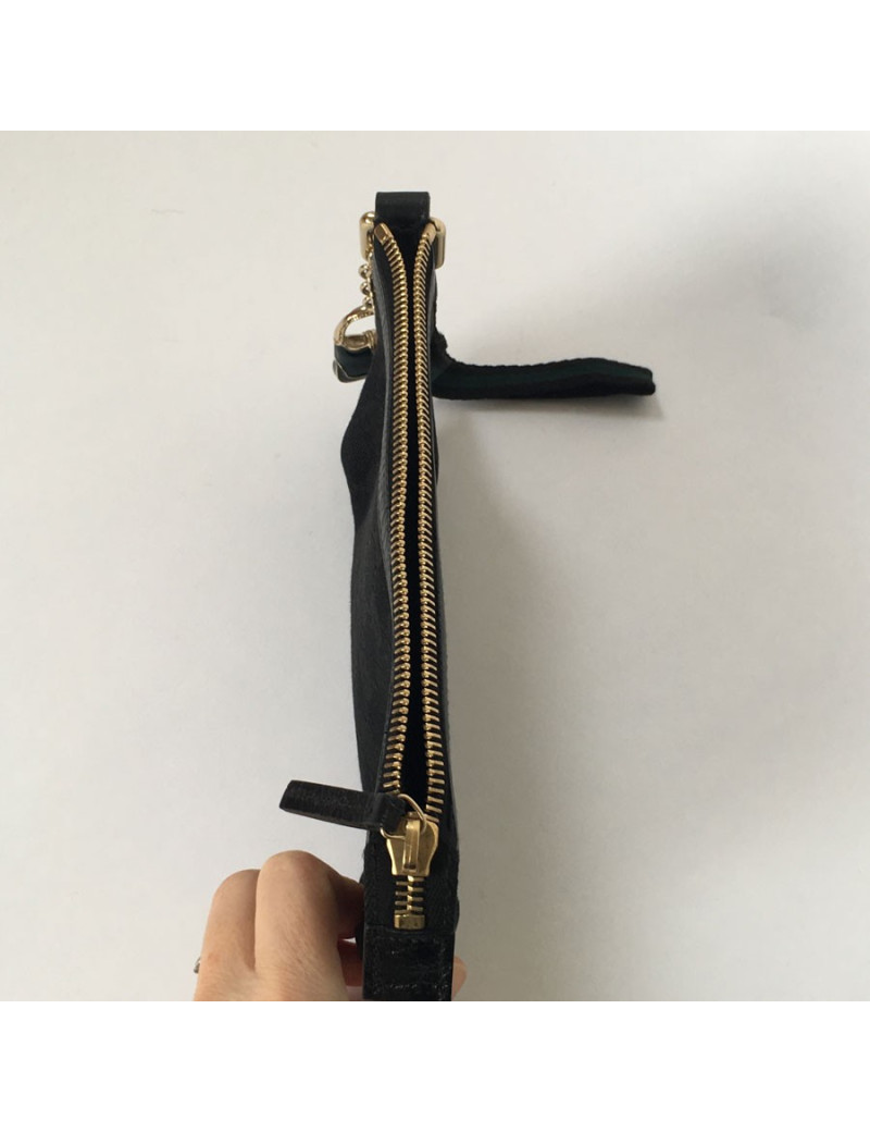 Pochette GUCCI zippée en tissu noir monogram