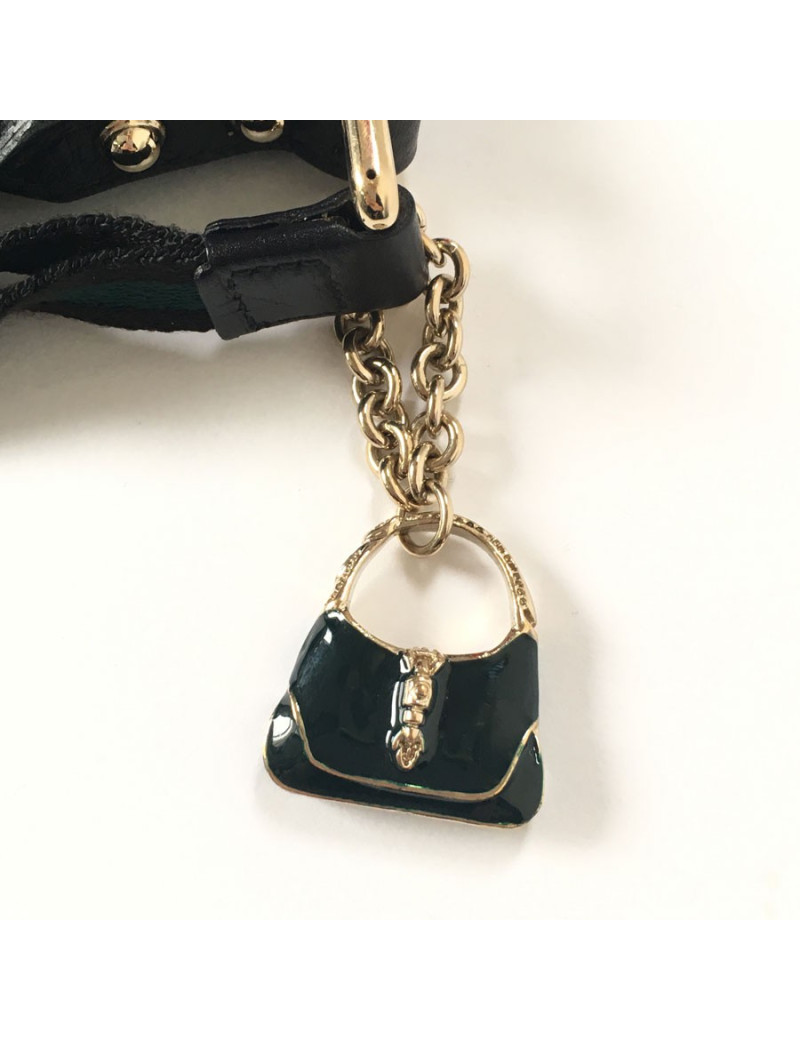 Pochette GUCCI zippée en tissu noir monogram