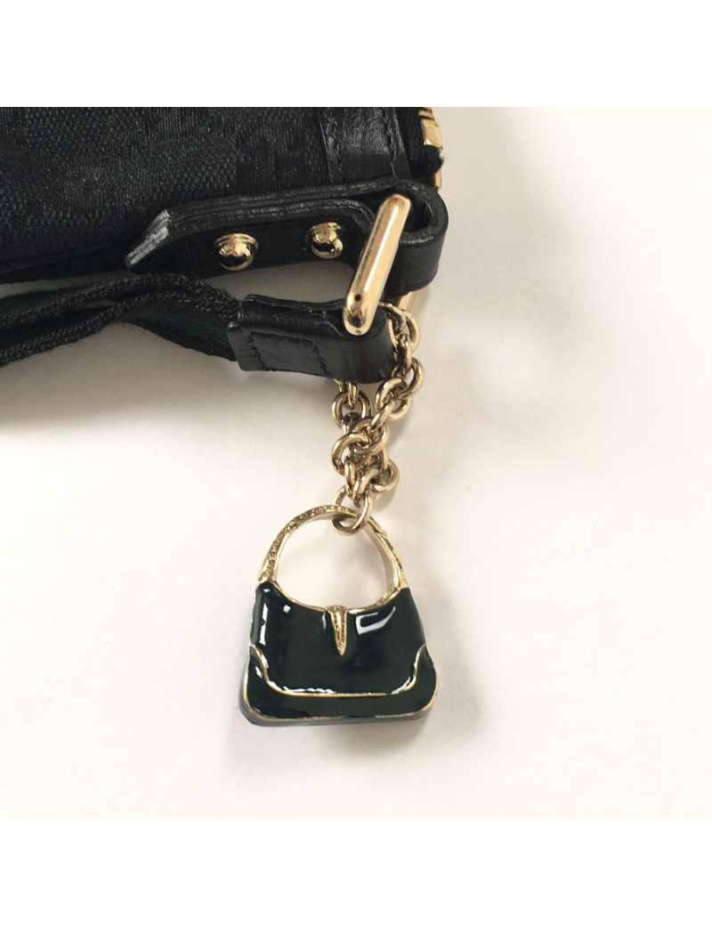 Pochette GUCCI zippée en tissu noir monogram