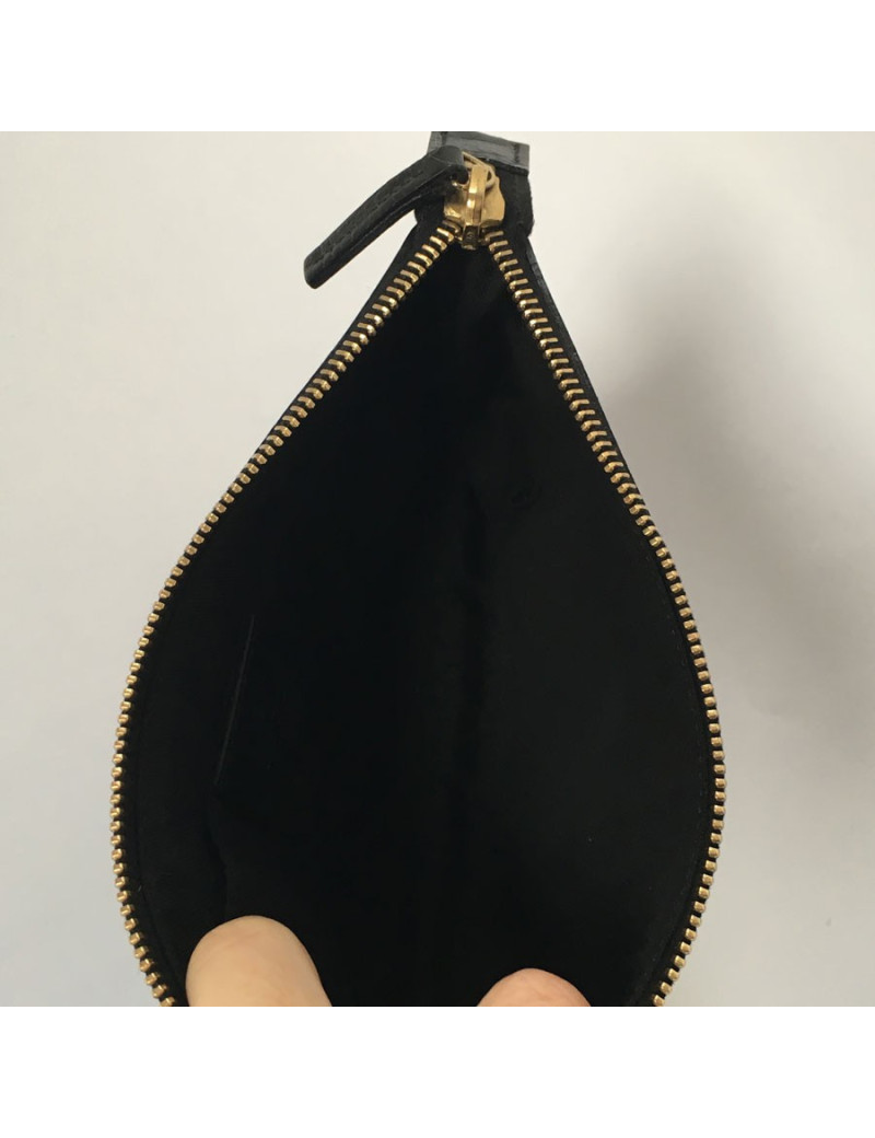 Pochette GUCCI zippée en tissu noir monogram