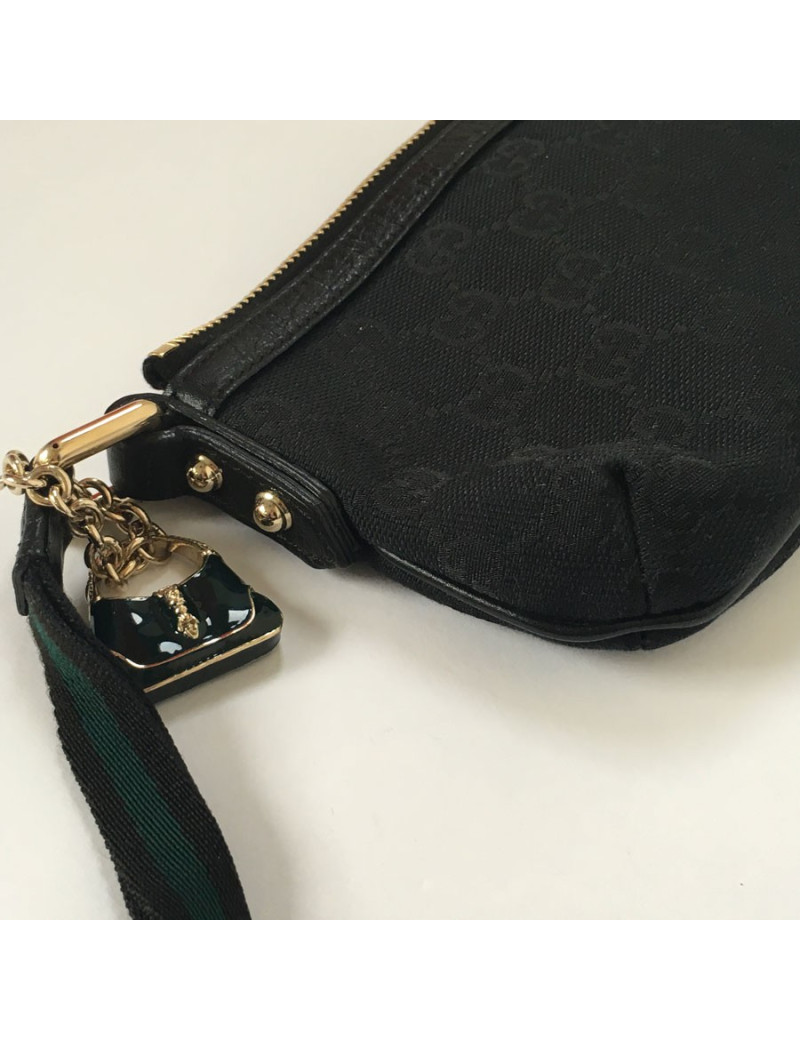 GUCCI wallet zip black monogram fabric