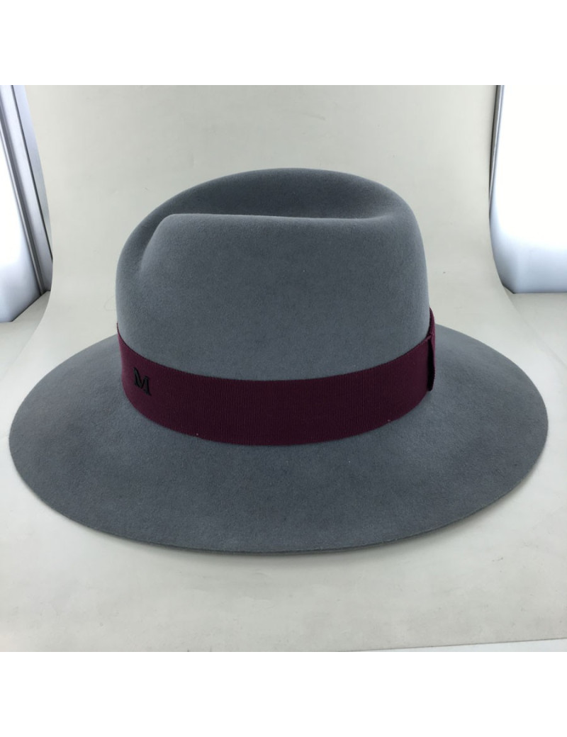 Feutre Virginie MAISON MICHEL taille S gris gros grain bordeaux