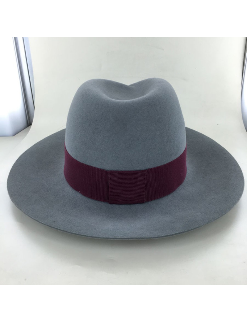 Feutre Virginie MAISON MICHEL taille S gris gros grain bordeaux