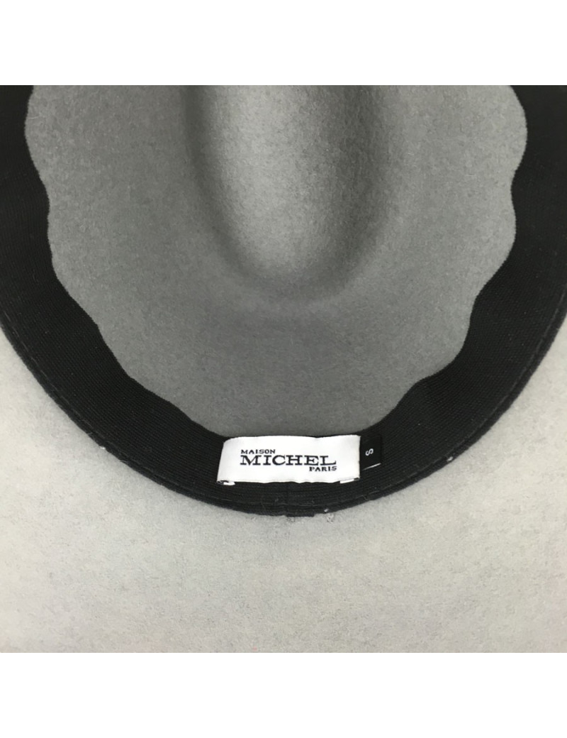 Feutre Virginie MAISON MICHEL taille S gris gros grain bordeaux