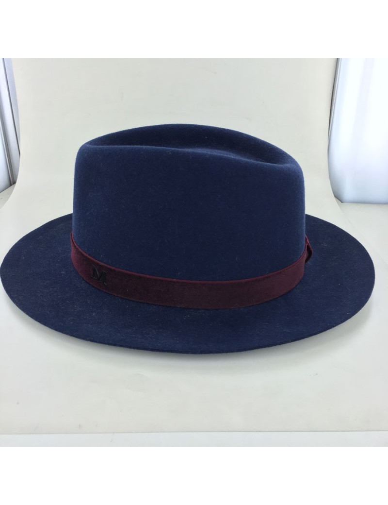Feutre Henrietta Maison MICHEL bleu gros grain bordeaux