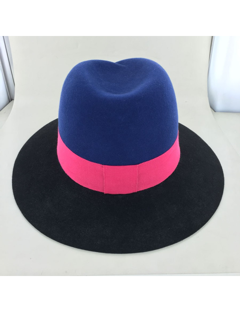 Felt Virginia MAISON MICHEL two-tone blue and black and big bordeaux grain