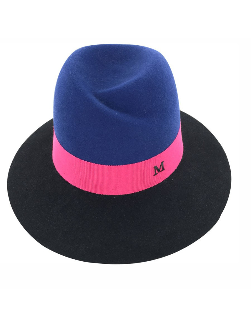 Felt Virginia MAISON MICHEL two-tone blue and black and big bordeaux grain