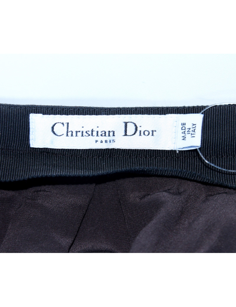 Jupe CHRISTIAN DIOR en crêpe de laine noire
