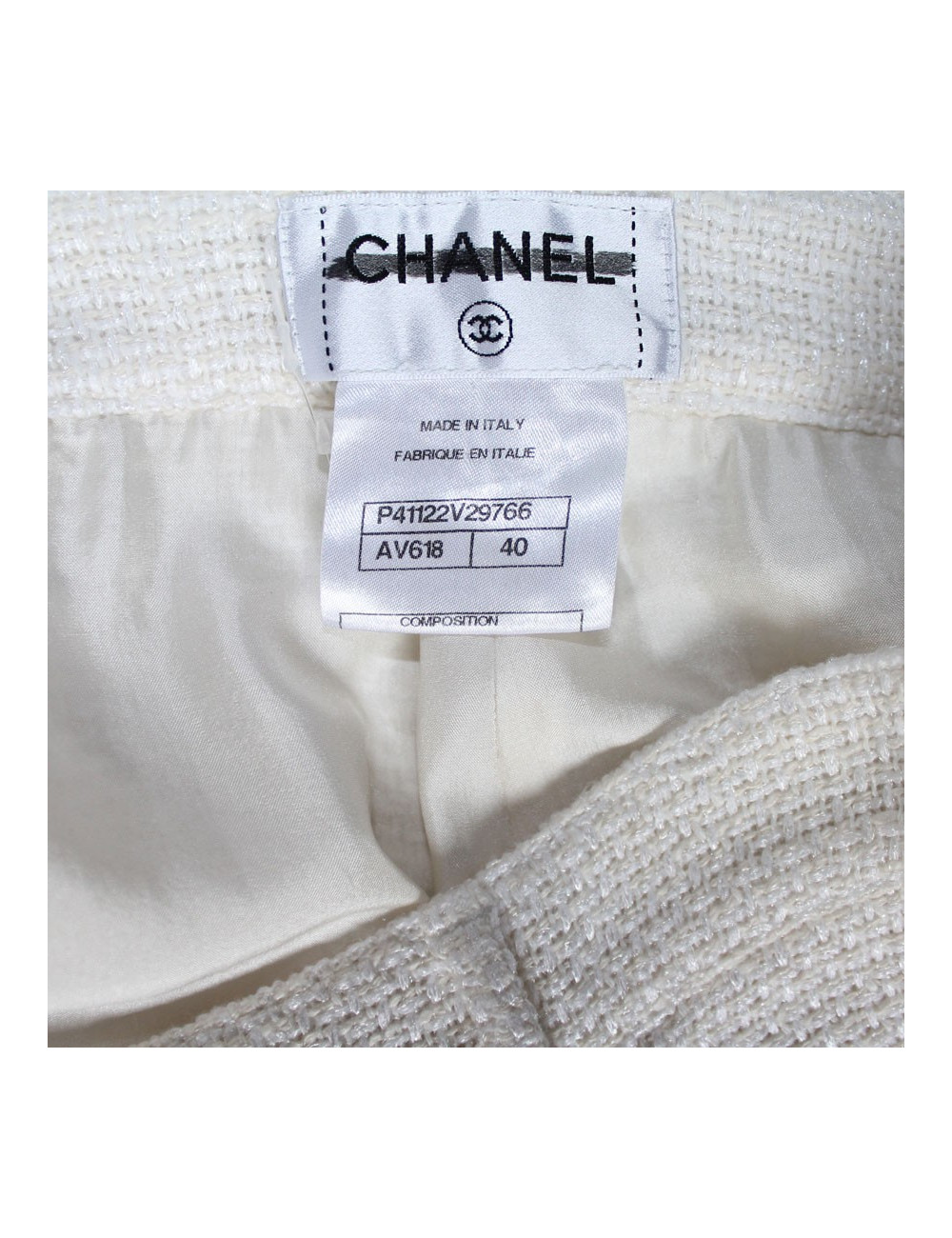 Pantalon CHANEL T40 en coton blanc et beige
