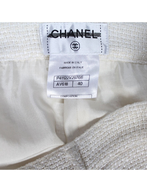 Pantalon CHANEL T40 en coton blanc et beige