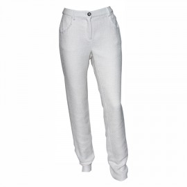 Pantalon CHANEL T40 en coton blanc et beige