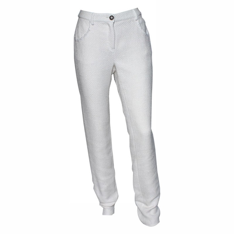 Cotton white and beige pants CHANEL T40 - VALOIS VINTAGE PARIS