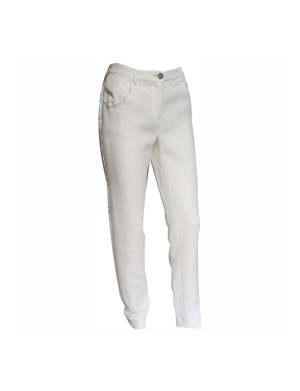 Cotton white and beige pants CHANEL T40