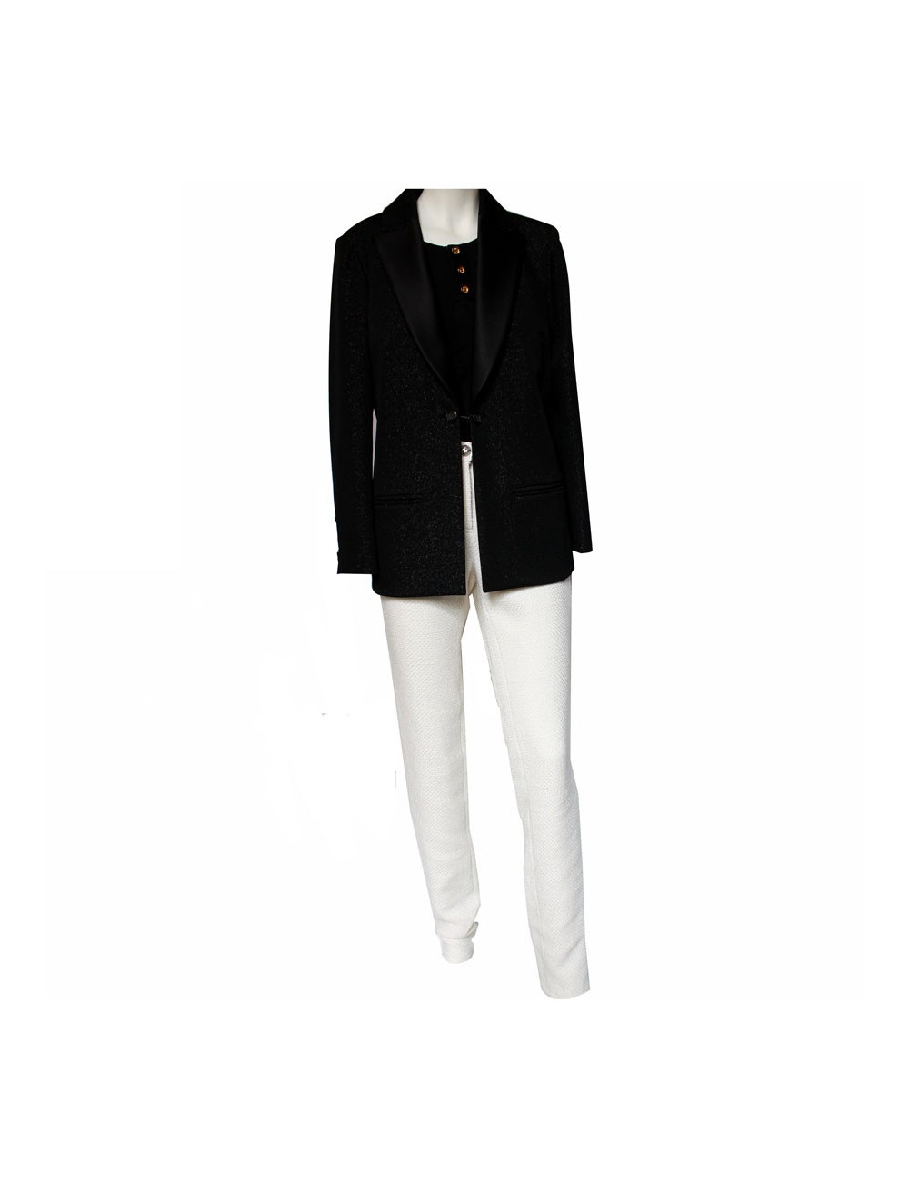 Cotton white and beige pants CHANEL T40