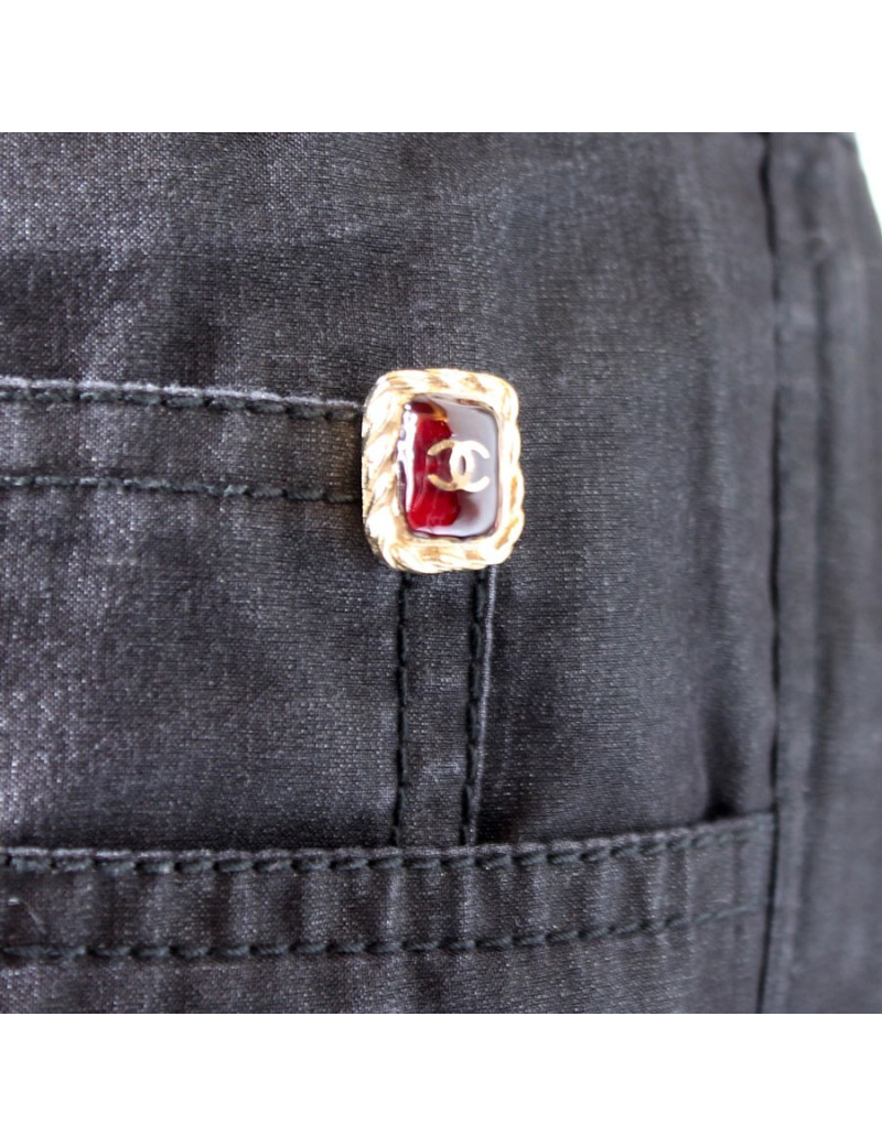 Pantalon CHANEL T 42 noir voile de soie