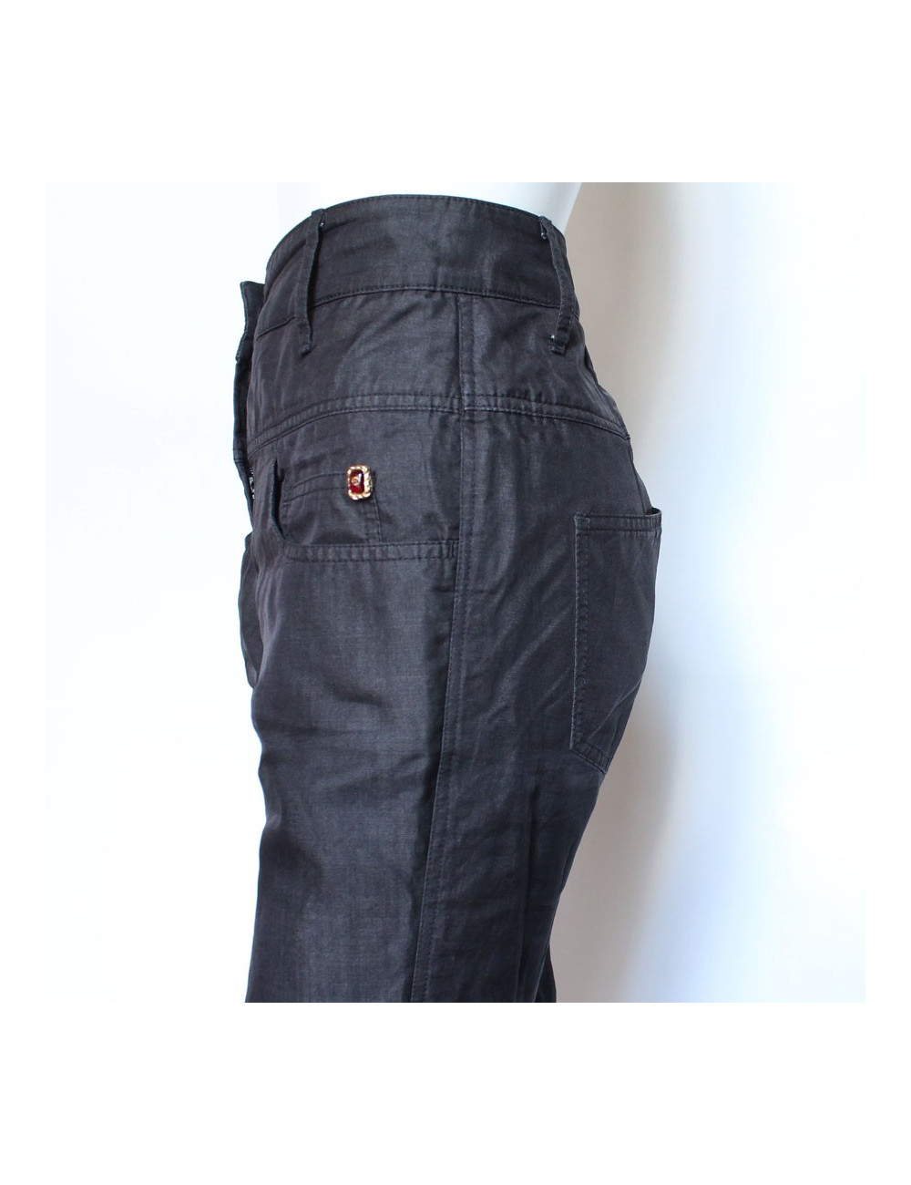 Pantalon CHANEL T 42 noir voile de soie