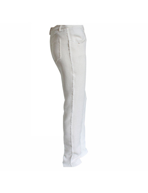 Pantalon CHANEL T40 en coton blanc et beige