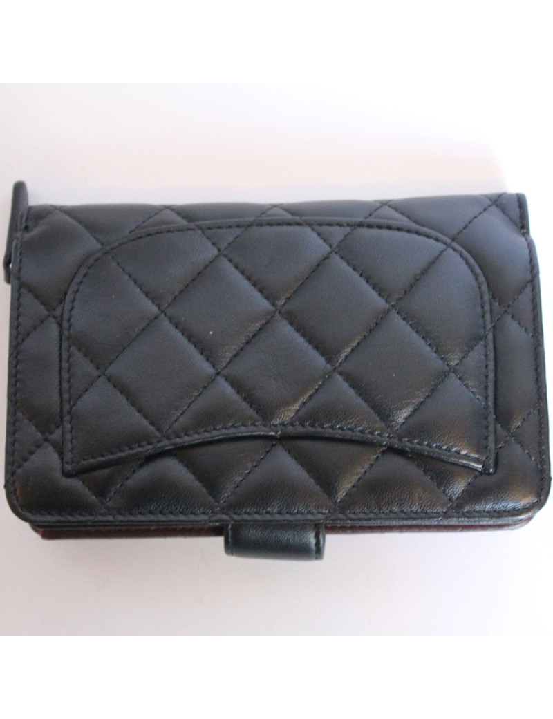 Portefeuille CHANEL cuir matelassé noir