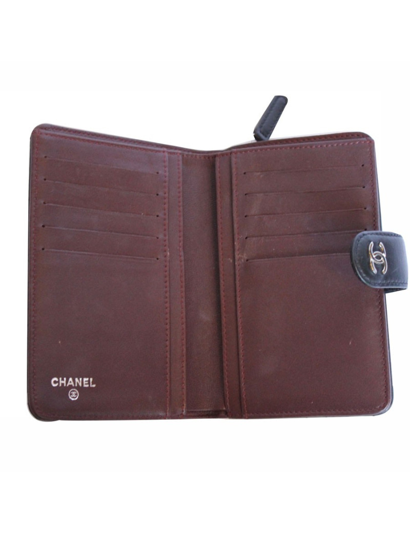 Portefeuille CHANEL cuir matelassé noir