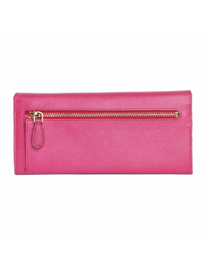 Portefeuille PRADA en cuir grainé rose