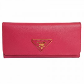 Grained leather PRADA wallet pink