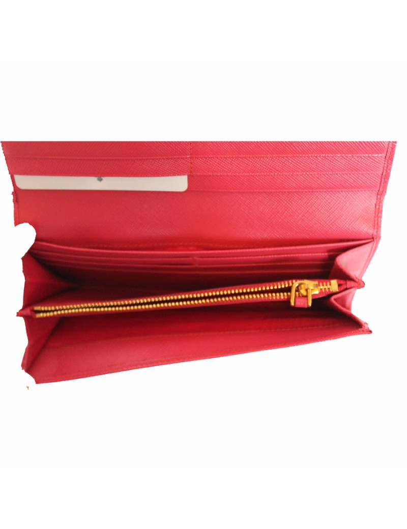 Portefeuille PRADA en cuir grainé rose