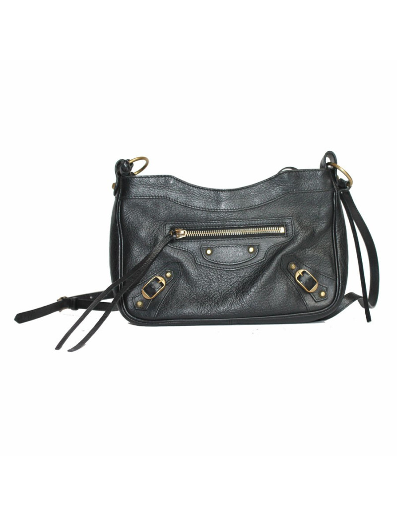 Sac bandoulière BALENCIAGA cuir grainé noir