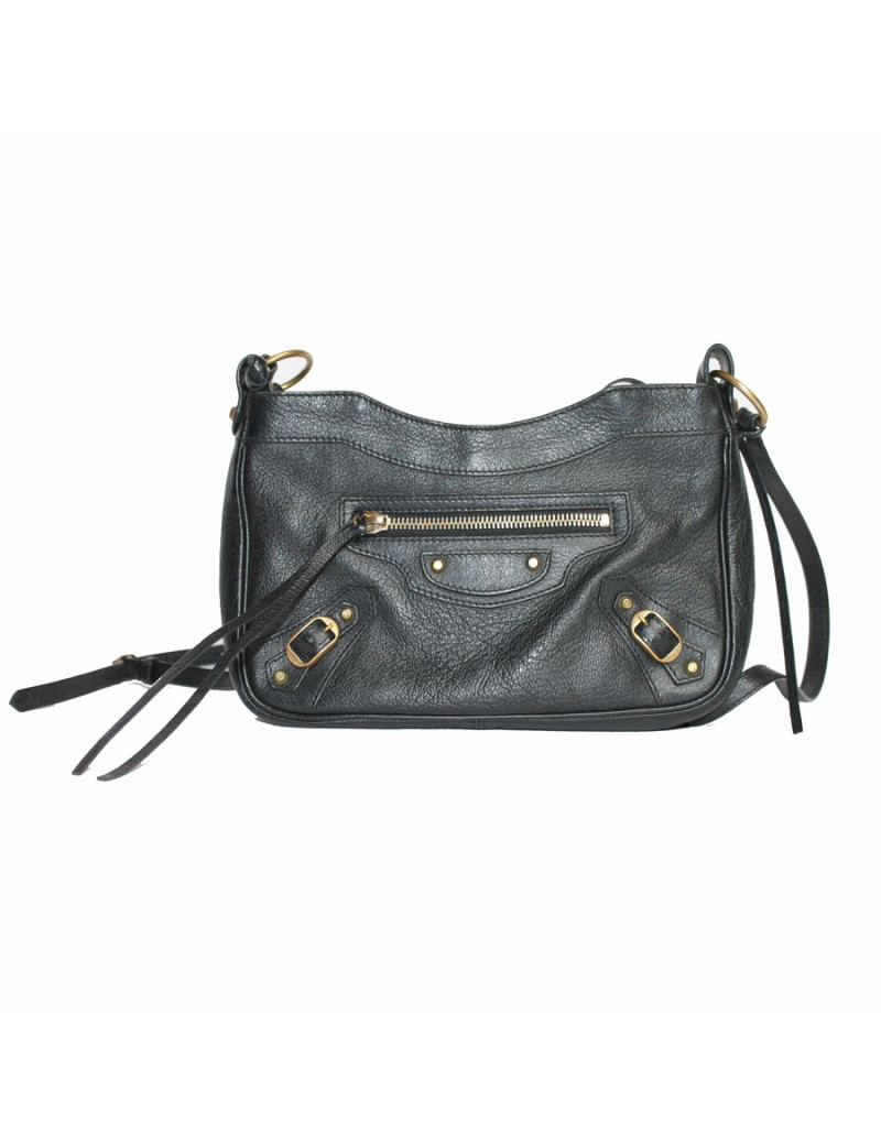 Sac bandoulière BALENCIAGA cuir grainé noir