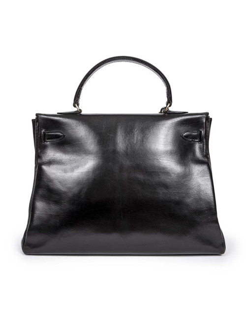 Kelly 35 en cuir box noir Vintage