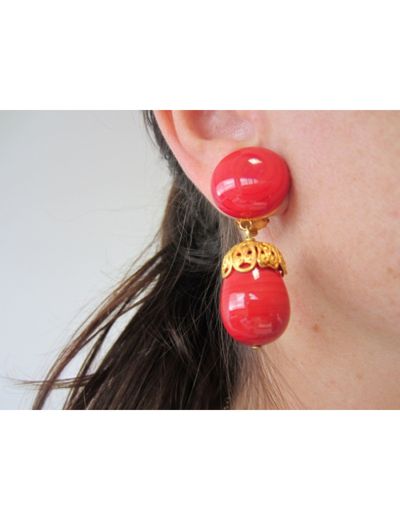 Clips pâte de verre MARGUERITE DE VALOIS