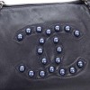 CHANEL leather smooth blue marine with Pearly beads blue electric bag