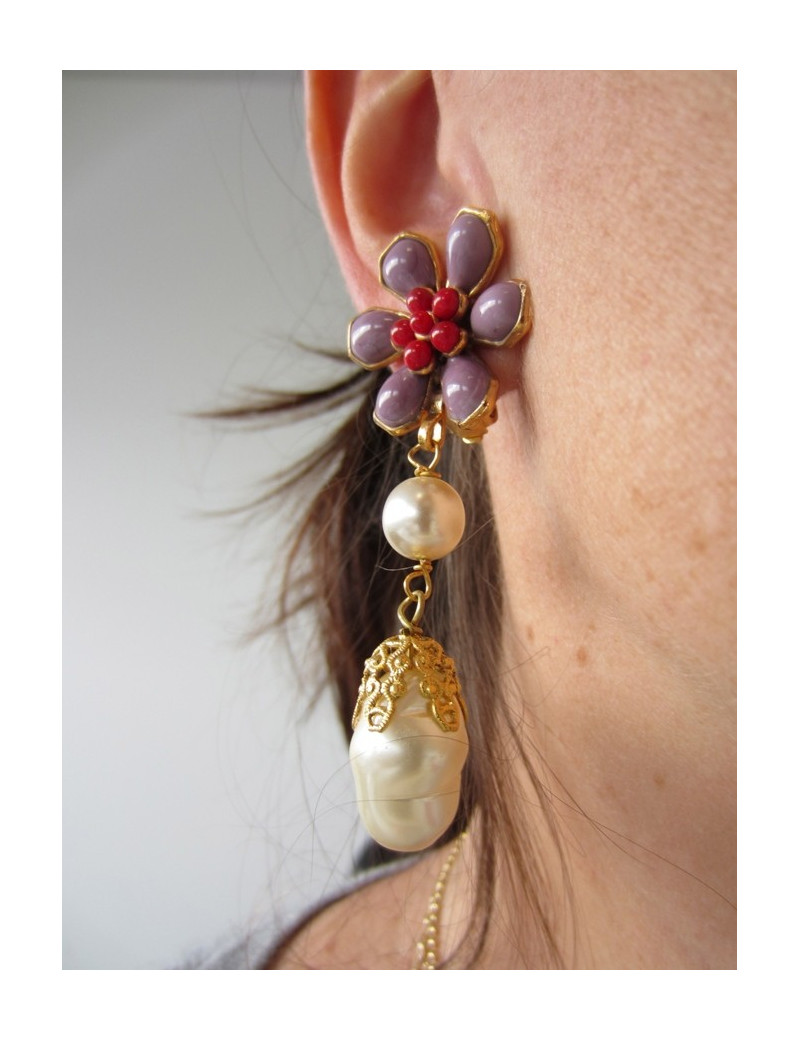 Clips couture en pâte de verre MARGUERITE DE VALOIS