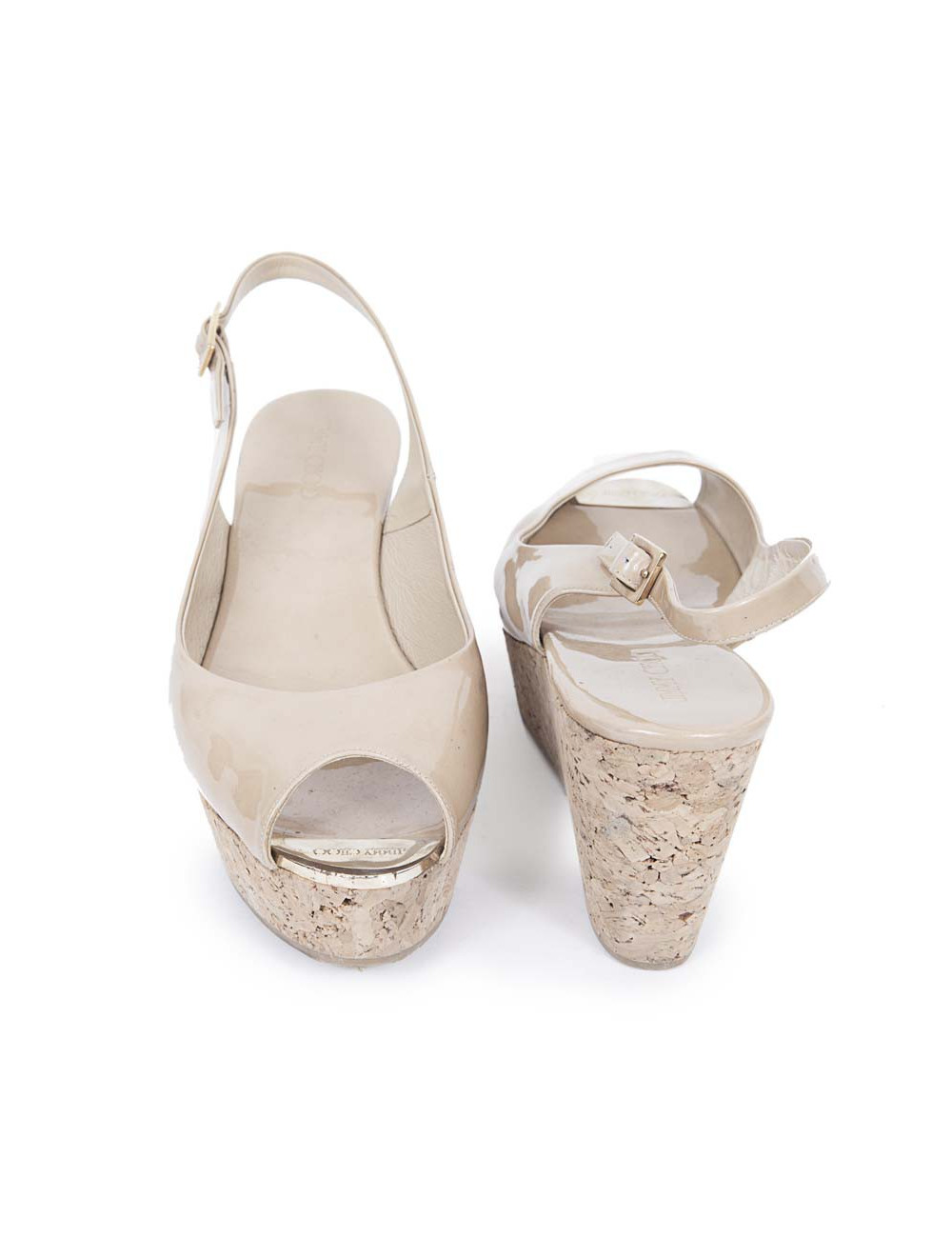 Sandales hautes JIMMY CHOO T39 cuir verni beige