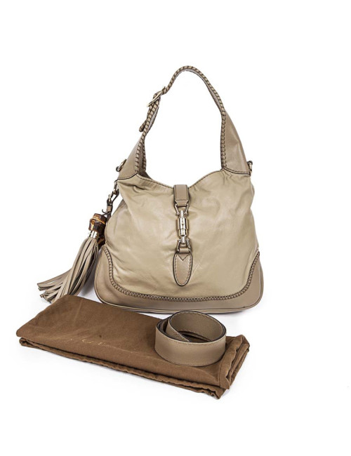 Smooth leather GUCCI bag beige