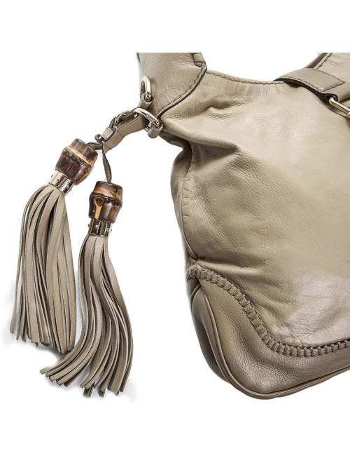 Smooth leather GUCCI bag beige