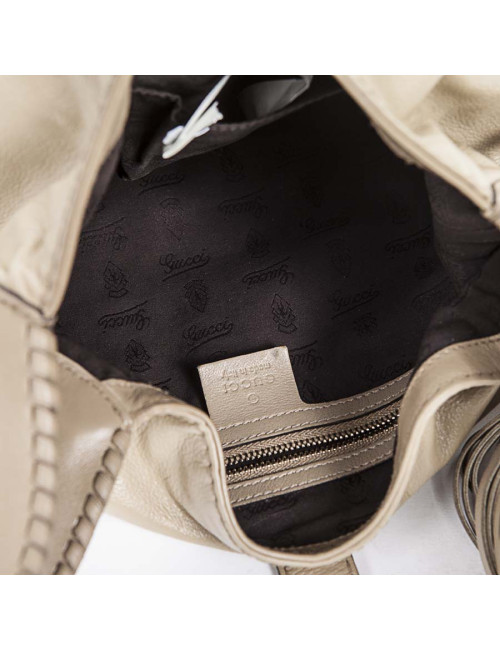 Smooth leather GUCCI bag beige