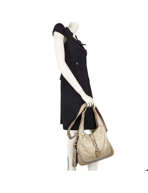 Smooth leather GUCCI bag beige