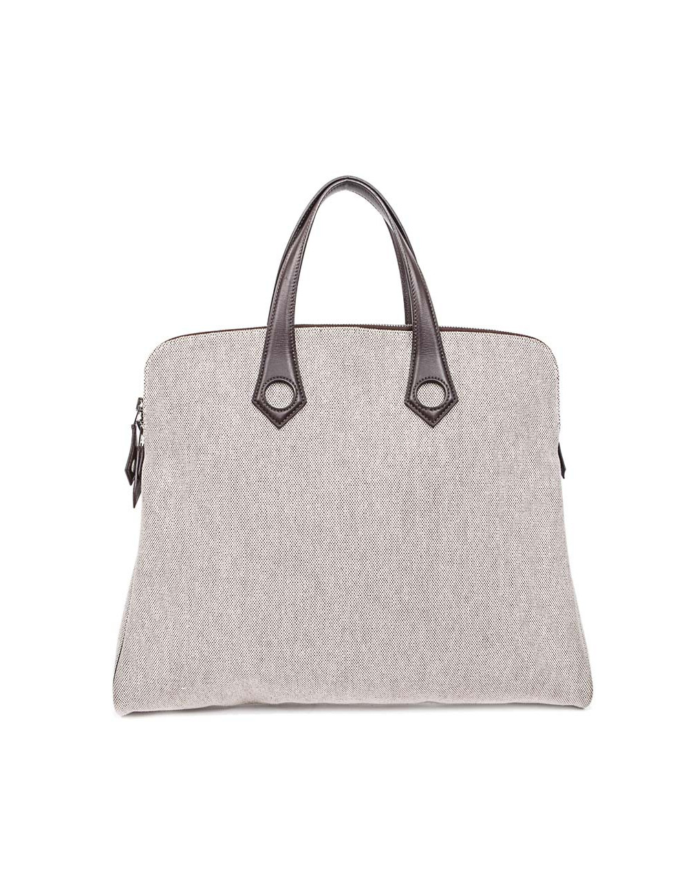 Sac HERMES toile H et cuir marron