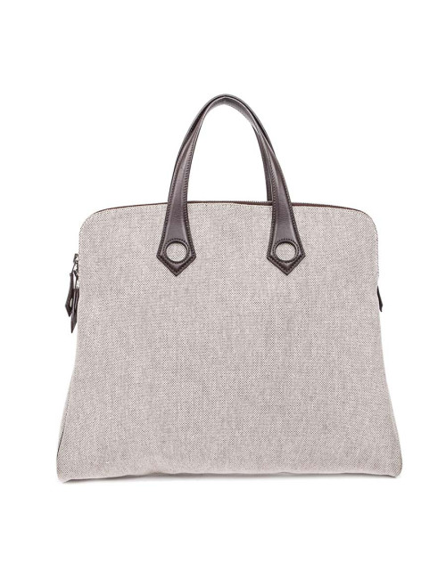 Sac HERMES toile H et cuir marron