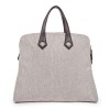 HERMES 'Heeboo' Bag in beige H fabric and brown leather