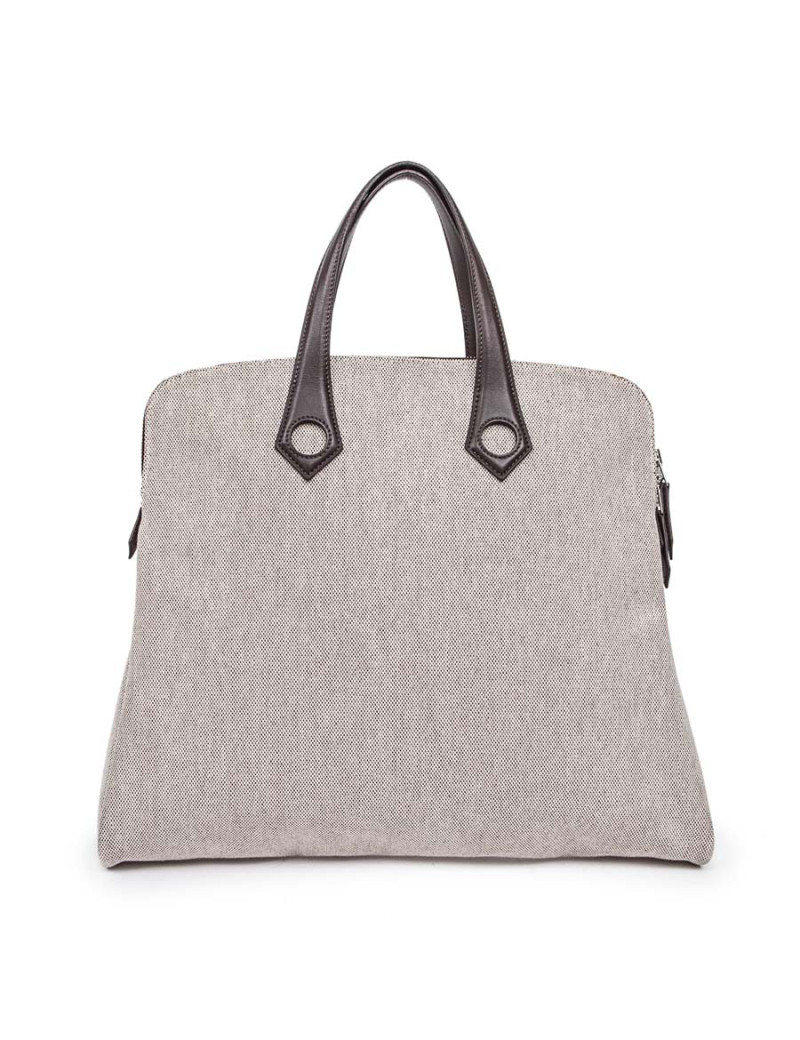 Sac HERMES toile H et cuir marron