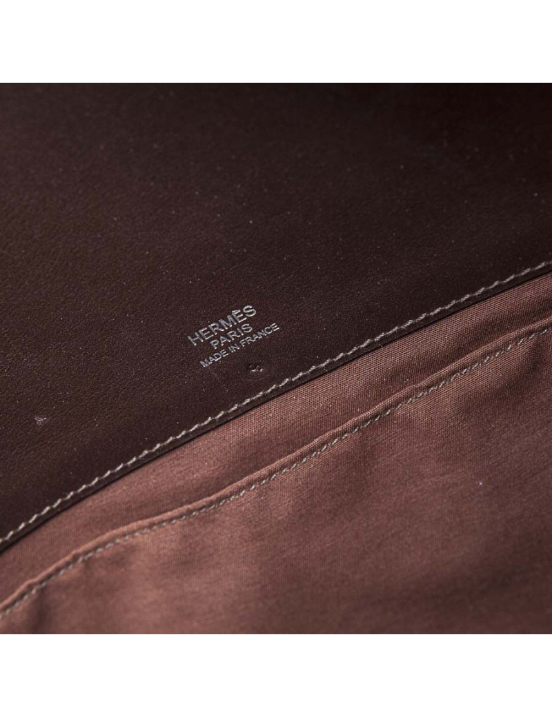 Sac HERMES toile H et cuir marron