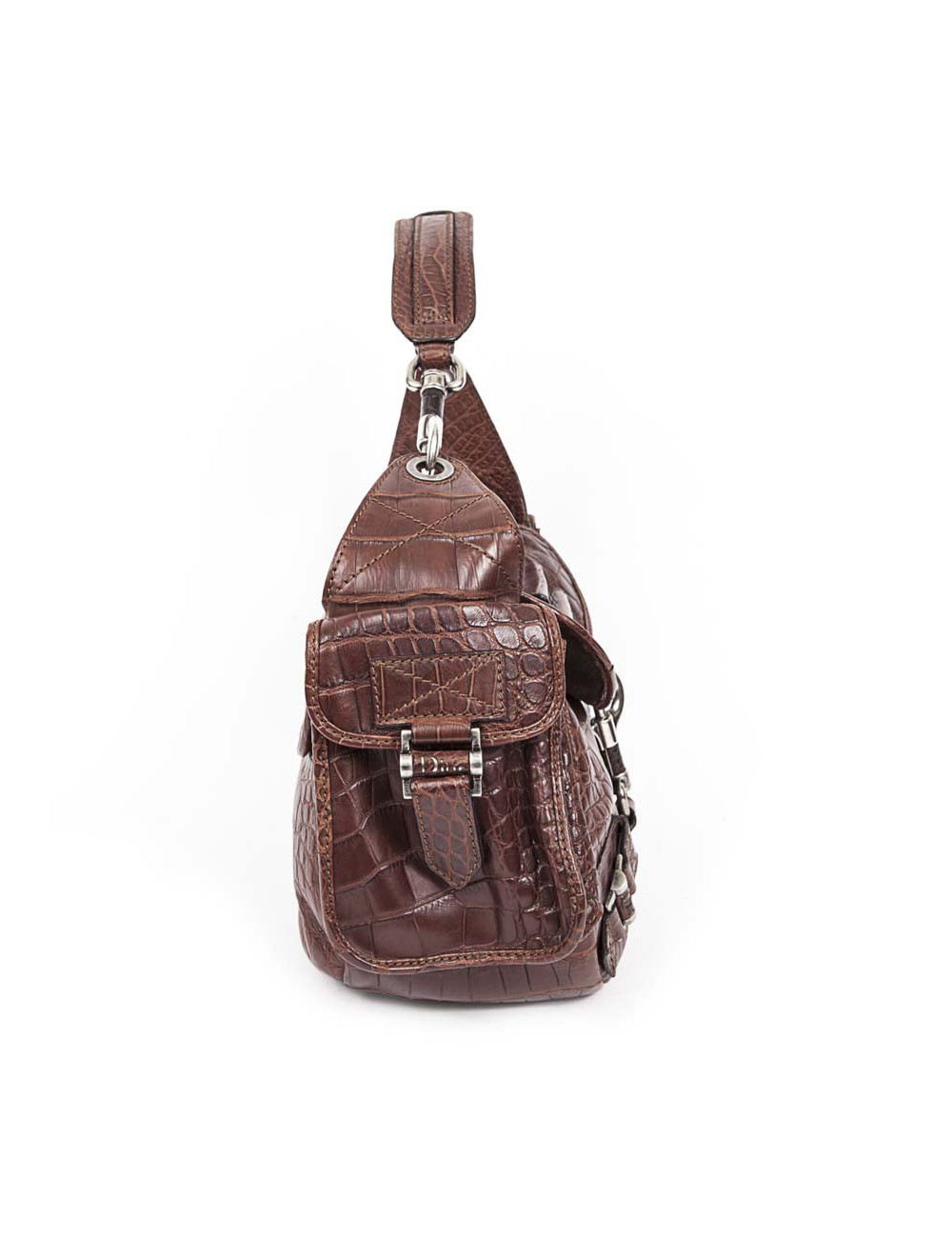 Sac besace DIOR en crocodile mat tabac