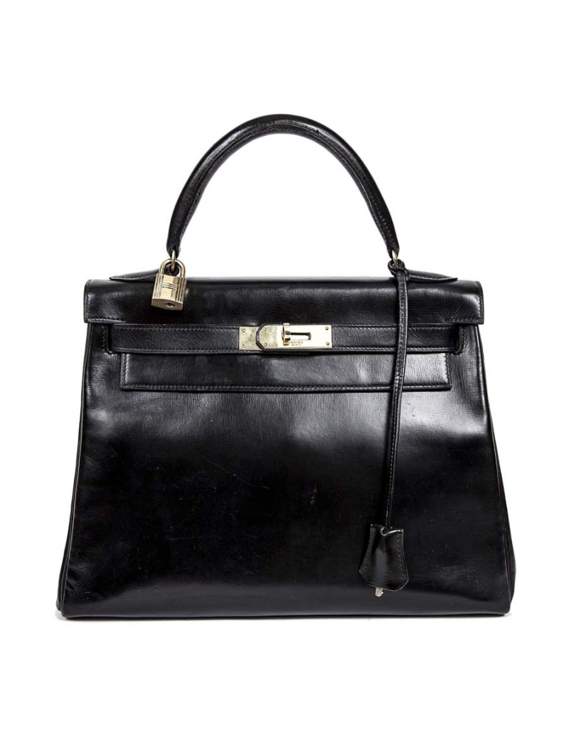 Sac HERMES Kelly 28 box noir