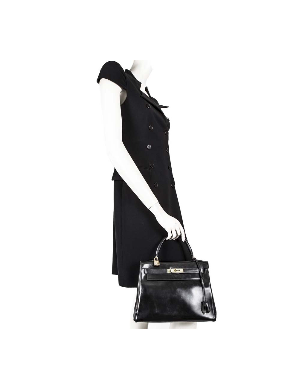 Sac HERMES Kelly 28 box noir